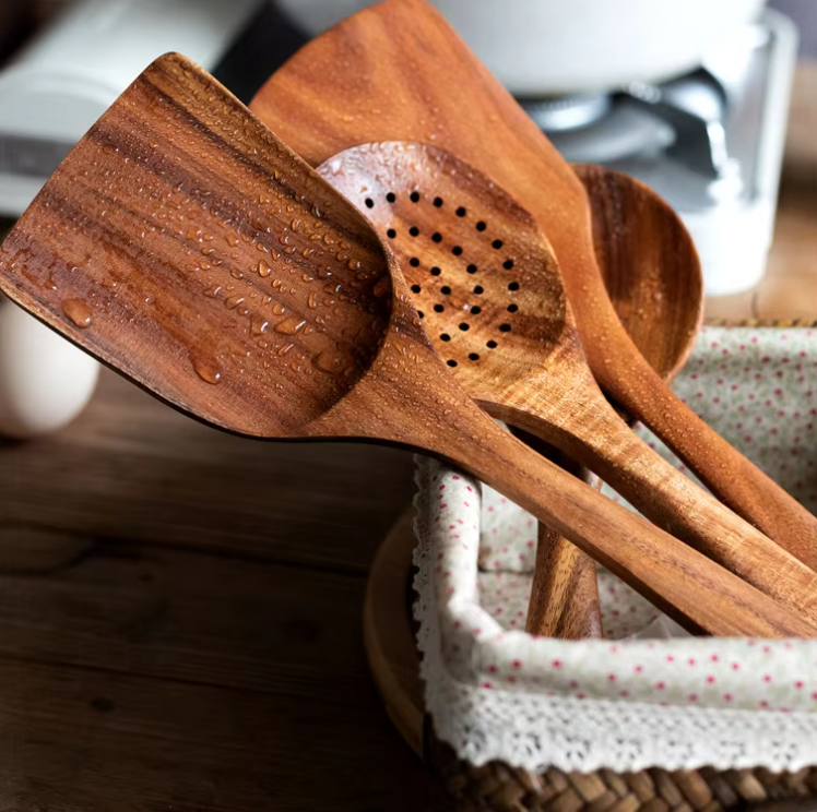 7Pce Teak Wood Kitchen Utensils