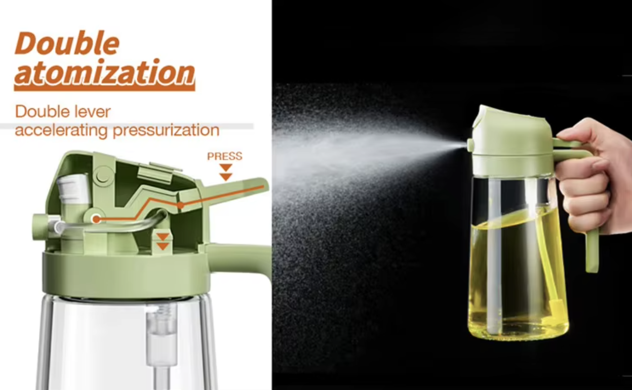 Spray bottle with double atomisation mechanism 