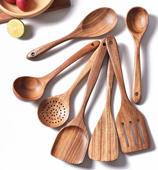 7Pce Teak Wood Kitchen Utensils