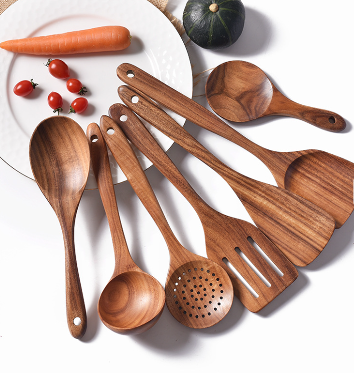 7Pce Teak Wood Kitchen Utensils