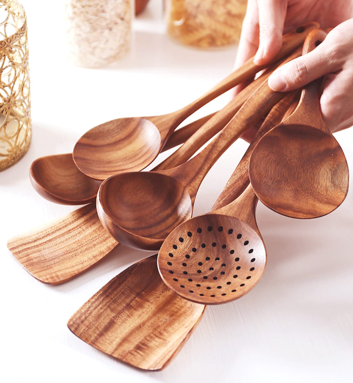 7Pce Teak Wood Kitchen Utensils