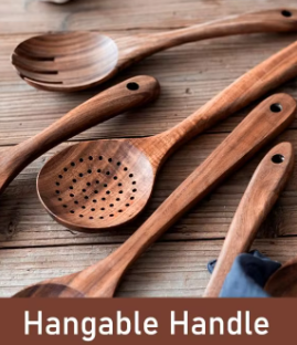 7Pce Teak Wood Kitchen Utensils